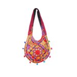Hand Embroidered Long Strap Banjara Oval-Shaped Messenger Bag - Beechikki - Image 10