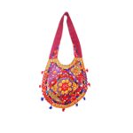 Hand Embroidered Long Strap Banjara Oval-Shaped Messenger Bag - Beechikki - Image 14