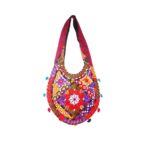 Hand Embroidered Long Strap Banjara Oval-Shaped Messenger Bag - Beechikki - Image 22