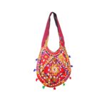 Hand Embroidered Long Strap Banjara Oval-Shaped Messenger Bag - Beechikki - Image 24