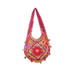 Hand Embroidered Long Strap Banjara Oval-Shaped Messenger Bag - Beechikki - Image 2