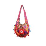 Hand Embroidered Long Strap Banjara Oval-Shaped Messenger Bag - Beechikki - Image 6