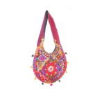 Hand Embroidered Long Strap Banjara Oval-Shaped Messenger Bag - Beechikki - Image 12