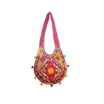 Hand Embroidered Long Strap Banjara Oval-Shaped Messenger Bag - Beechikki - Image 14