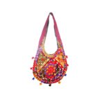 Hand Embroidered Long Strap Banjara Oval-Shaped Messenger Bag - Beechikki - Image 18