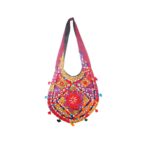 Hand Embroidered Long Strap Banjara Oval-Shaped Messenger Bag - Beechikki - Image 20