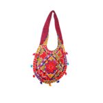 Hand Embroidered Long Strap Banjara Oval-Shaped Messenger Bag - Beechikki - Image 24