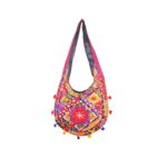 Hand Embroidered Long Strap Banjara Oval-Shaped Messenger Bag - Beechikki - Image 26