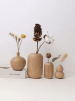 Japanese Simple Wooden Flower Vase | Minimalist Glass Vase for Home & Office Decoration