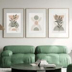 Green Boho Botanical Wall Art Prints Geen Mid-Century Posters (21×30 cm)