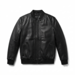 Ozil Men's Leather Bomber Jacket – Genuine Sheepskin Leather, Black - Image 2