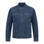 Ozil Men's Suede Snap Collar Biker Jacket – Genuine Sheepskin Leather - Image 2