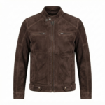 Ozil Men's Suede Snap Collar Biker Jacket – Genuine Sheepskin Leather - Image 14