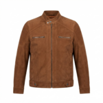 Ozil Men's Suede Snap Collar Biker Jacket – Genuine Sheepskin Leather - Image 8