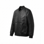 Ozil Men's Leather Bomber Jacket – Genuine Sheepskin Leather, Black - Image 6