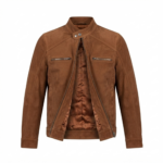 Ozil Men's Suede Snap Collar Biker Jacket – Genuine Sheepskin Leather - Image 12