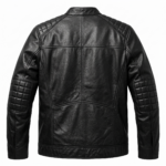 Ozil Men's Diamond Quilted Biker Jacket – Genuine Sheepskin Leather, Black - Image 3