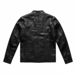Ozil Men's Leather Racer Biker Jacket – Genuine Sheepskin, Black - Image 4
