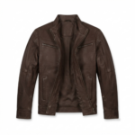 Ozil Men's Weathered Grain Racer Jacket – Genuine Sheepskin Leather - Image 4