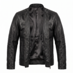 Ozil Men's Diamond Quilted Biker Jacket – Genuine Sheepskin Leather, Black - Image 4