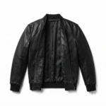 Ozil Men's Leather Bomber Jacket – Genuine Sheepskin Leather, Black - Image 4