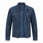 Ozil Men's Suede Snap Collar Biker Jacket – Genuine Sheepskin Leather - Image 3