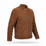 Ozil Men's Suede Snap Collar Biker Jacket – Genuine Sheepskin Leather - Image 11
