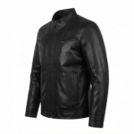 Ozil Men's Leather Racer Biker Jacket – Genuine Sheepskin, Black - Image 7