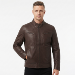 Ozil Men's Weathered Grain Racer Jacket – Genuine Sheepskin Leather