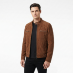 Ozil Men's Suede Snap Collar Biker Jacket – Genuine Sheepskin Leather - Image 7
