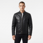 Ozil Men's Genuine Sheepskin Leather Cafe Racer Jacket