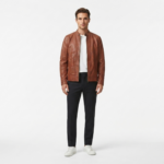 Ozil Men's Genuine Sheepskin Leather Cafe Racer Jacket - Image 8