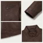 Ozil Men's Weathered Grain Racer Jacket – Genuine Sheepskin Leather - Image 5