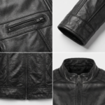 Ozil Men's Diamond Quilted Biker Jacket – Genuine Sheepskin Leather, Black - Image 5