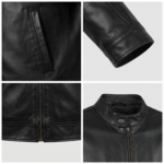 Ozil Men's Genuine Sheepskin Leather Cafe Racer Jacket - Image 5