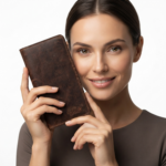 Ozil Genuine Leather Vintage Style Slim Long Wallet, ID Window