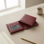 Ozil Pebbled Grain Leather Bifold Wallet, Genuine Leather, Color Maroon - Image 7