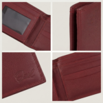 Ozil Pebbled Grain Leather Bifold Wallet, Genuine Leather, Color Maroon - Image 6