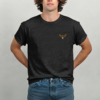 Man wearing Beechikki charcoal grey marl T-shirt with spread wing eagle chest print