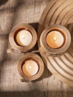 Lumina Rustic Wooden Tealight Holder Set (3pcs set) - Beechikki - Image 2