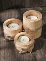 Lumina Rustic Wooden Tealight Holder Set (3pcs set) - Beechikki - Image 3