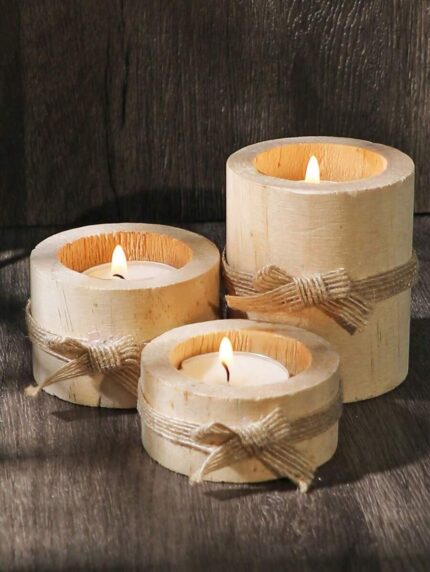 Lumina Rustic Wooden Tealight Holder Set (3pcs set) - Beechikki
