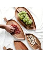 Leaf Wooden Serving Platter with fruits__showcase